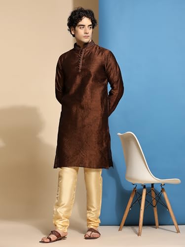 SKAVIJ Men's Indian Art Silk Kurta Pajama Set Wedding Party Wear Dress4