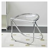  RiouPsithuric Taburete Plegable Transparente de 47 cm para Sala de Estar y baño, Compacto, de acrílico, para Maquillaje, con Acabado galvanizado, Ideal para Fotos y decoración, portátil y elegan