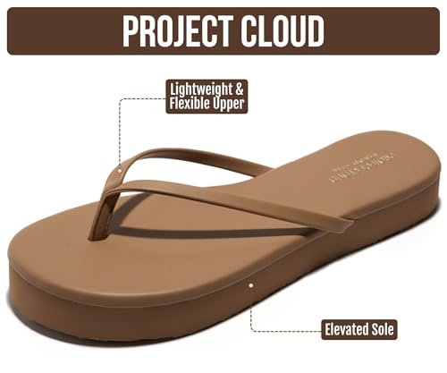 Image of Project Cloud Platform Sandals Women Memory Foam Flip Flops (ELEVATION) | Durable and Lightweight Non-Slip Sole Summer Thong Sandals - Platform Flip Flops for Women Everyday Comfort Daily.