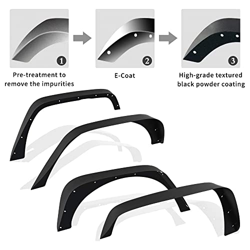 Yitamotor Flat Front & Rear Fender Flares Compatible With 2007-2018 Jeep Wrangler Jk & Jku Unlimited(2/4 Doors), Off-Road Metal Steel Wheel Flares 4 Pcs #TOP2