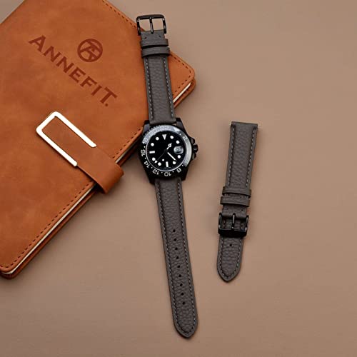 Image of ANNEFIT Watch Band 22mm, Quick Release Textured Padded Leather Straps with Black Buckle for Men and Women (Dark Grey)