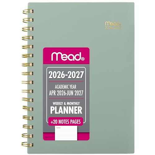 Mead Planner 2026-2027 Weekly & Monthly Academic 15-Month April-June 5.5 x 8.5 Soft Grass (CAW42093)