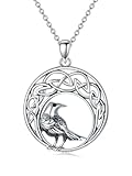 flpruy collana a forma di teschio con ciondolo a forma di pipistrello nero, in argento 925, con pietre preziose, per halloween, argento sterling