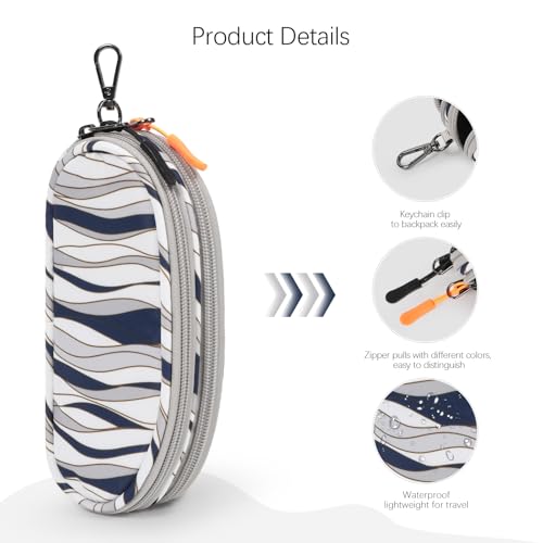 Image of Double Eyeglasses Case Soft Portable Zipper Sunglasses Pouch with Keychain Clip for Men Women