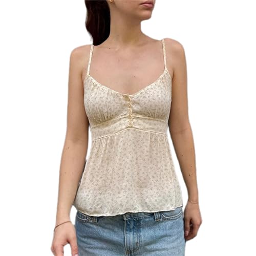Amazon.com: Women Y2k Babydoll Cami Top Sexy Lace Ruffle V