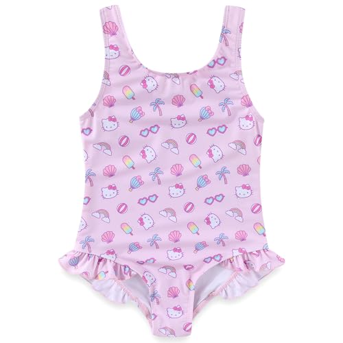 Hello Kitty Sanrio Girls Swimsuit UPF 50+ One Piece Bathing Suit for Big Kids