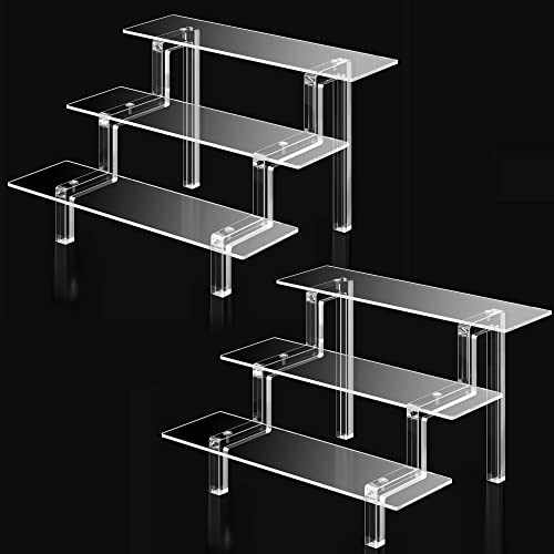 Image of Meteou Acrylic Stands for Display Perfume Display Stand Cologne Organizer Dessert Stand Cupcake Risers Display 3 Tier Display Stand Shelf for Amiibo POP Figures Decoration and Organizer
