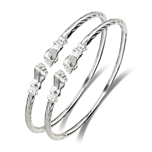 Fist .925 Sterling Silver West Indian Bangles (Pair 47gr.), 1 pair