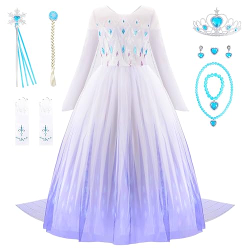 Jeroesja Princess Dresses for Girls - Classy Queen of Snow Princess Costume with Accessories - Dress Up Clothes for Halloween