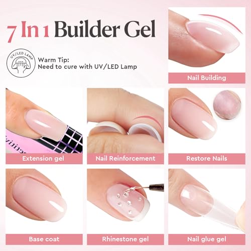 Image of AzureBeauty Nude Pink Builder Gel for Nails 18ml 7-in-1 UV LED Strengthener