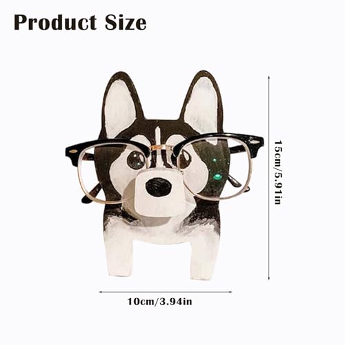 Hachera Brillenständer mit Tiermotiven, Tierform Brillen Präsentationsständer, Huskys Brillenhalter aus Holz, fär Schreibtisch, Schlafzimmer, Bäro, Desktop-Dekoration (Huskys)