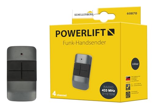 Schellenberg Powerlift Funk-Handsender 4-Kanal für Garagen- und Außentorantriebe, Funkfrequenz 433,92 MHz, Reichweite 40 m im freien Feld, inkl. Batterie, 60870