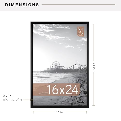 Image of MCS Foundation 16x24 Poster Frame Traditional Black, Vertical & Horizontal Wall Hanging Large Picture Frame for Photos, Posters & Art Prints (1-Pack)