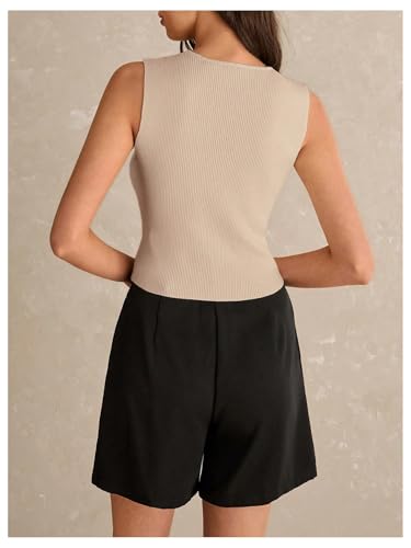 MakeMeChic Women's Metal Floral Sweater Vests V Neck Knit Split Sleeveless Crop Old Money Tops3