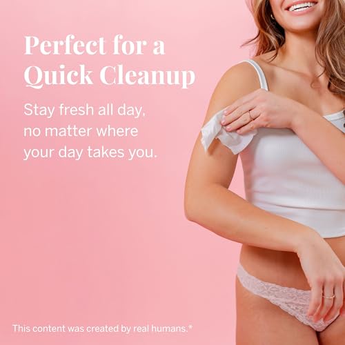 Image of Pixie Feminine Wipes - Naturally Scented Rosewater + White Tea - Flushable, Biodegradable & pH Balanced - Individually Wrapped Wipes for On-The-Go - Cleaner for Menstrual Cups & Discs (2 Packs of 20)