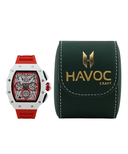 Image of Havoc Craft Men's Luxury Sports Watch 30M Waterproof Tonneau Chronograph | Analog Quartz Wristwatch with Time & Day Function | Premium Square Dial, Shock-Resistant & Anti-Magnetic Silicone Strap