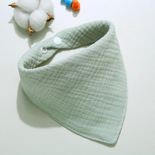 ICEMOOD Haustier-Baumwoll-Bandanas mit verstellbarem Druckknopf für kleine Welpen – Einfarbiges Hundehalstuch,Erbsengrün,M