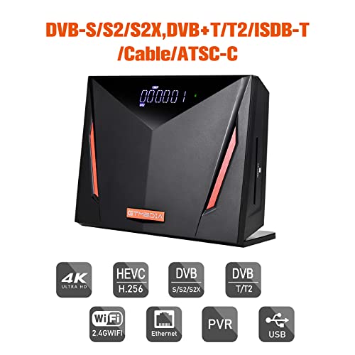 GTMEDIA V8 UHD 4K Ricevitori Satellitari DVB-S/S2/S2X /Decoder Satellitare Terrestre Digitale TV DVB T/T2/ATSC-C/ISDBT H.265, Supporto Smart Card CA/incorporato 2.4G WiFi/T2-MI/HDR/PVR/EPG/USB