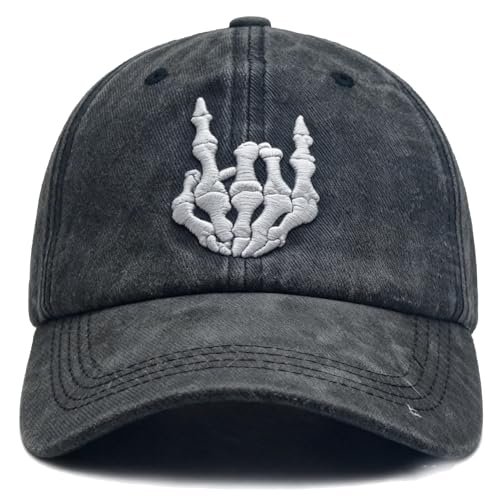 Gorra ajustable de mezclilla con calavera bordada miniatura 1