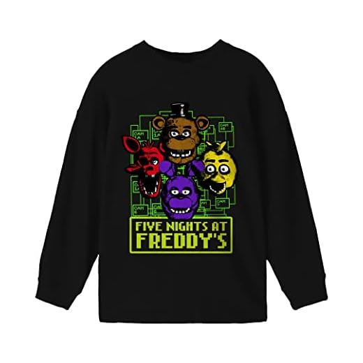 Camiseta masculina de manga comprida Five Nights at Freddy's Characters and Cameras preta, Preto, G