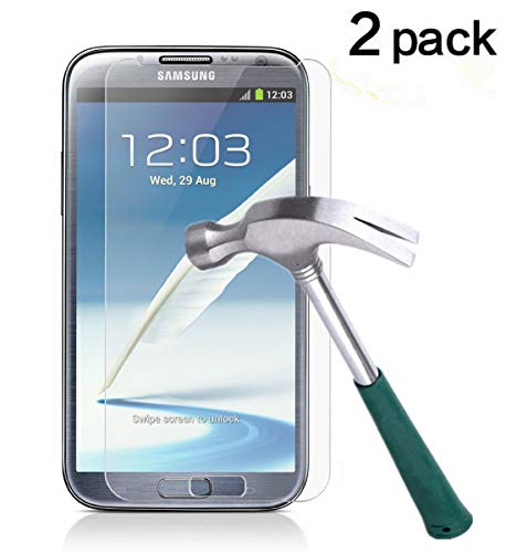 TANTEK [2-Pack Screen Protector for Samsung Galaxy Note 2,Tempered Glass Film,Ultra Clear,Anti Scratch,Bubble Free,Case Friendly
