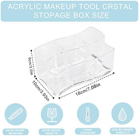 PROVO Acrylic Makeup Brush Organizer, Acrylic Clear Makeup Brush Holder 6 Slots Makeup Cosmetic Box Storage Case Fits Lipsticks, Makeup Brushes and Perfume for Dresser, Bedroom, Bathroom