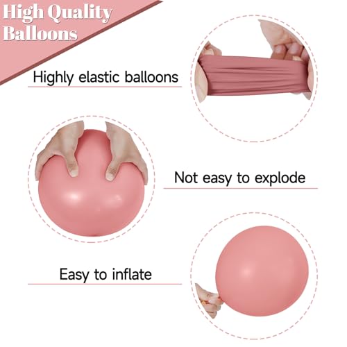 Image of 68 Pcs Retro Pink Nude Party Balloons 12Inch Dusty Pink Metallic Rose Gold Balloon Beige Blush Latex Ballons for Girls Birthday Wedding Baby Shower Party Decorations.