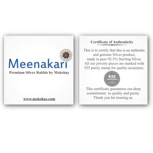 Image of Meenakari Heriatge Jewellery 925 Sterling Silver Morpankh (Peacock feather) Radha Krishna Rakhi Set For Men /Boys /women /Unisex With Roli Chawal, Rakshabandhan greeting Card and Authenticity certificate