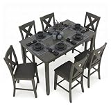 Signature Design by Ashley Caitbrook Casual Counter Height Dining Table and Upholstered Bar Stools with Nailhead Trim, Set of 7, Gray