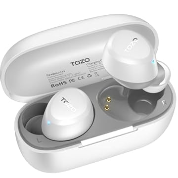 TOZO A1 2024 Novità Cuffie Bluetooth 5.3 con ORIGX Acustica 30 Ore Riproduzione EQ Regolazione Ultraleggero USB Tipo C IPX5 Bianco