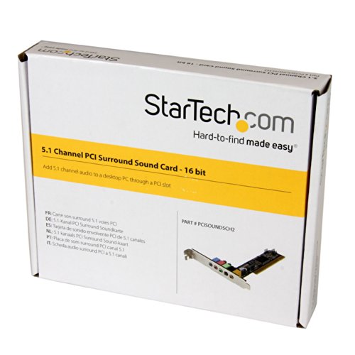 StarTech.com 5.1 Channel PCI Surround Sound Card Adapter - PCI Sound Card - 5.1 Sound Card - Audio Card - Computer Sound Card (PCISOUND5CH2)