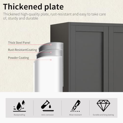 Kitchen Pantry Cabinet, Tall Metal Storage with Doors & Adjustable Shelves - image 3