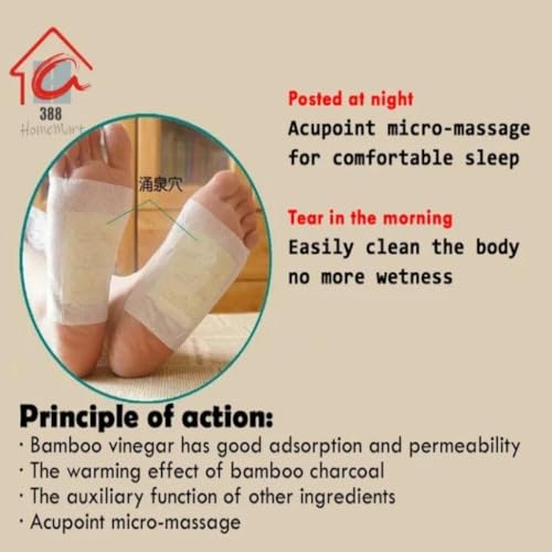 Image of Foot patch (Pack Of 40) Foot Pads For Weight Loss | Detox Foot Patches | Herbal Foot Patch | Natural Ingredients for Sleep Aid, Pain Relief, Toxin Removal with Bamboo Vinegar and Acupoint Micro-Massage Technology