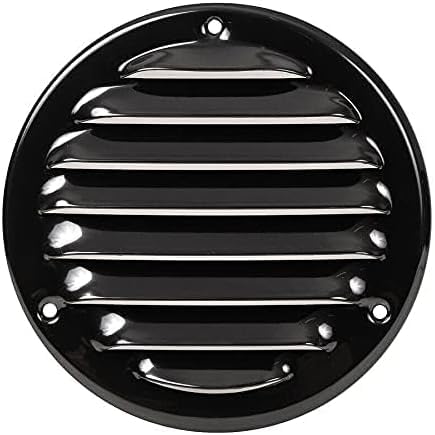 Black Metal Round Air Vent Grille - 100mm / 140mm - with Fly Screen - Flat Duct Cover.