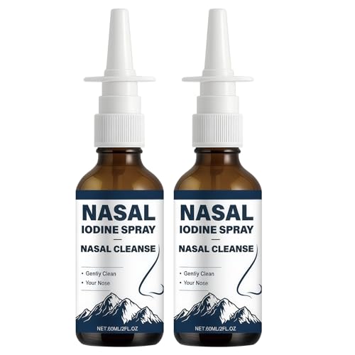 HONGYUNDA 2pcs Lodine Nasal Spray Daily Nasal Cleanse & Care Mist with Iodine & Fulvic Acid Fine Mist Non-Medicated Nasal Spray for Dry Air Travel & Daily Use