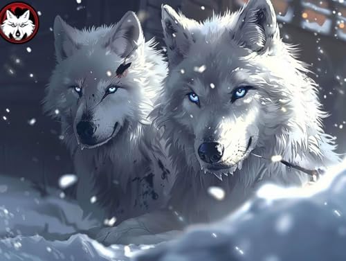 Broderie Diamant Loup pour votre salon - Créez votre tableau strass 5D en famille