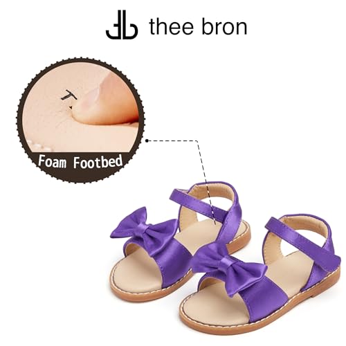Image of THEE BRON Toddler Girls Sandals Wedding Flower Girl Dress Shoes Open Toe Flats