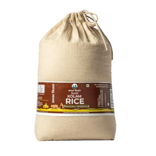 Image of Apka Kisan Surti Kolam Rice | Premium Lachkari Raw Rice | Medium Grain Non-Sticky Rice | Fluffy & Aromatic | Daily Rice (5Kg)