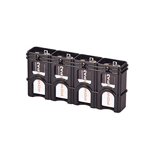 Storacell by Powerpax Slimline 9 Volt Battery Storage Caddy, Black, Holds 4 Batteries (Not Included)