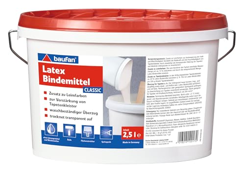Baufan Latex Bindemittel classic 2,5l I Transparentes Latex-Bindemittel verbessert Leimfarben I Latex Tapetenüberzug ohne Lösungsmittel & Weichmacher