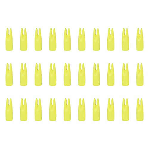 NIKA ARCHERY 30 Stück Pfeilnocken Kunststoff Außenknock für ID7mm-Schaft Bogenschießen Outdoor-Sport Jagdzubehör GELB