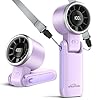 Portable Fan Handheld Mini Fan: Travel Fans with Air Turbo Tech, 4000mAh Battery with LED Display, 5 Gear Wind, 3 in 1 Foldable Small Hand Fans for Makeup, Outdoor, Working, Shopping (Purple)
