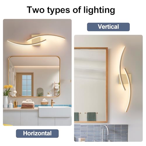 Image of 31.5 inch Modern Bathroom Vanity Light Gold Lights Fixtures Dimmable 5CCT Led Bathroom Light Fixture Over Mirror Modern Wall lamp for Cabinet Hallway