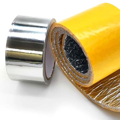 Kit para aislamiento sonoro de tuberías y bajantes: Banda de aislante acústico autoadhesivo 100% aluminio (5m x 10 cm) + Cinta de aluminio (10 m)