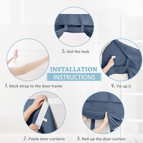 RYB HOME Classroom Door Window Cover, Blackout Shades for Classroom Windows and Doors Cover Lockdown Shades, Room Darkening Design Blocks Views, W 12 x L 30, 1 Panel, Stone Blue