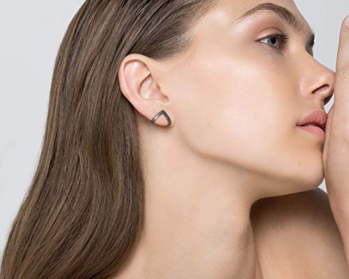 Emmanuela Minimalist Triangle Stud Earrings Handmade of 24K Gold plated Sterling Silver V Shaped Dainty Earring Studs Everyday Huggies Hypoallergenic Jewelry Unusual Gift for Her4