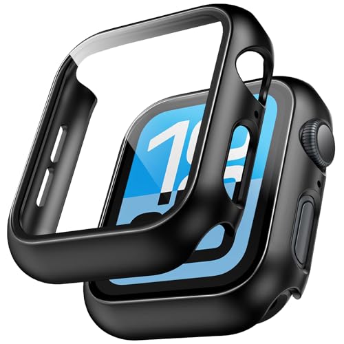 TAURI 2 Pack Hard Case for Apple Watch SE 3 /Series 6/5/4 /SE 44mm Black
