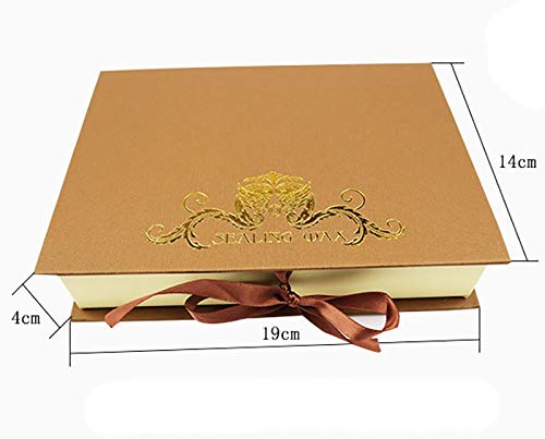 YGHM Rose Wax Seal Stamp Kit Gift Book Box Rosewood Handle Wax Beads Melting Spoon Set,Wedding Invitations Letters Seal Stamp