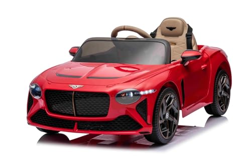 Coche eléctrico para niños Bentley Bacalar 12V, Rojo, Puertas Que se abren hacia Arriba, Control Remoto 2,4 GHz, Luces LED, Entrada USB/AUX, suspensión, batería de Litio, 2 Motores de 25W