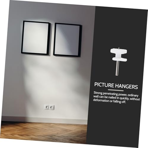 Image of Cabilock Mini White Traceless Hooks 50pcs Photo Frame Hanger Nails Wall Hanging Easy to Install
